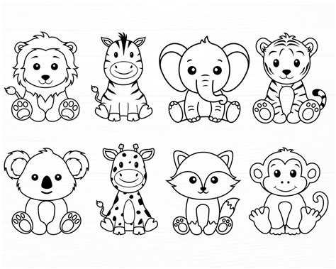 Animaux svg bundle bébés animaux svg png jungle animaux svg mignons animaux doux svg zoo animaux ...