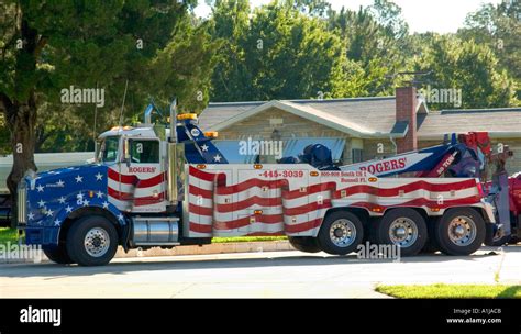 Red White Blue Tow Truck USA Stock Photo 1895114 Alamy