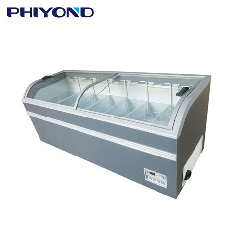 Phiyond Dg 2000 680L Sliding Low E Glass Door Single Arc Island Freezer