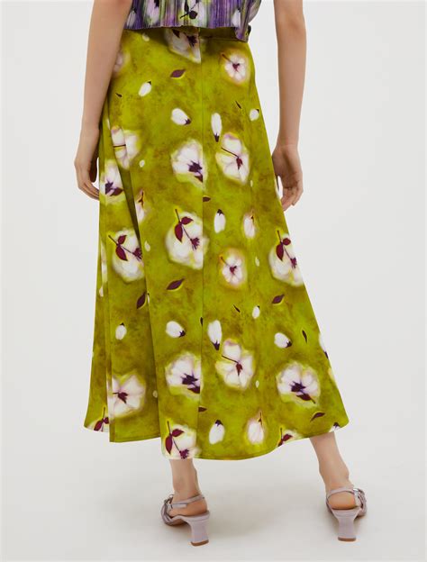 Envers Satin Skirt Lime Green Maxandco