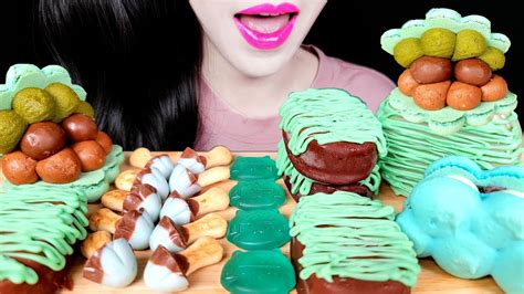 Asmr Mint Desserts Macaron Ice Cream Chocolate Jelly Mushroom Cookie 민트