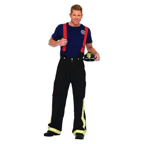 Halloween Mens Fireman Costume Xl Black Fireman Costume