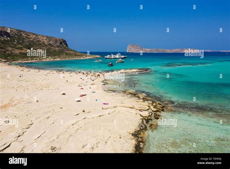 Amazing Aerial Panoramic View On The Famous Balos Beach In Balos Lagoon