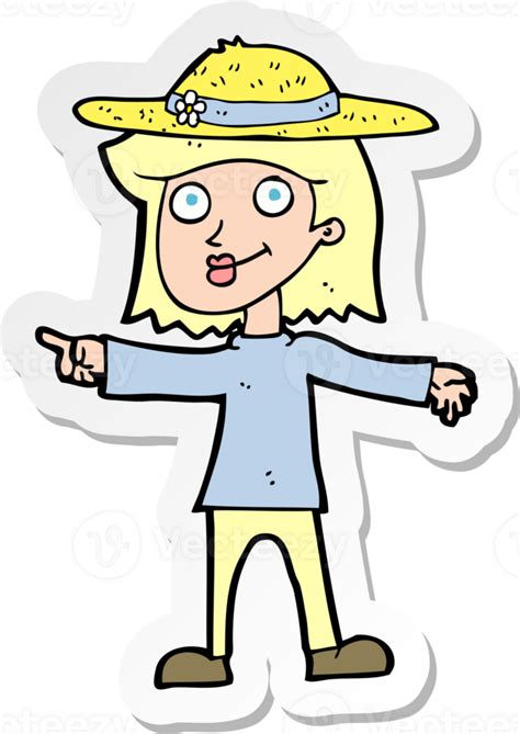 Sticker Of A Cartoon Woman Wearing Hat 45117927 Png