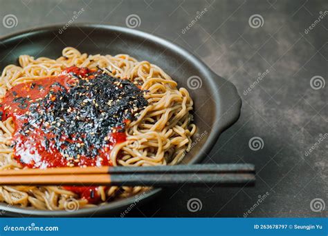 Delicious Korean Food Bibim Buckwheat Makguksu Dish Stock Image Image