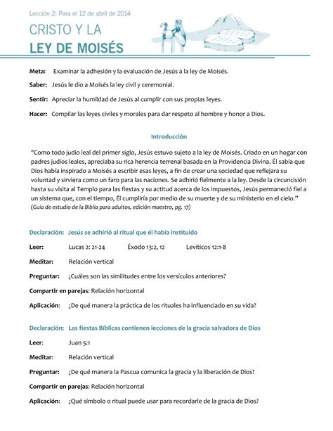 Spn Leccion Cristo Y La Ley De Mois S Presentacion Pdf