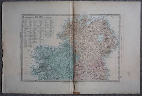 Antique Map Ireland North Sheet List Of Round Towers 1874 Antiche