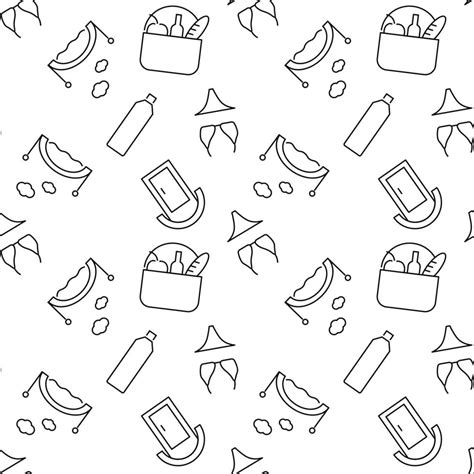 Seamless Monochrome Repeating Pattern Of Picnic Public Toilet Bikini