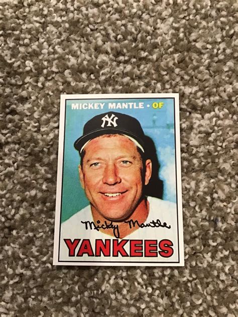 New York Yankees Mickey Mantle 1967 Topps Baseball Reprint Etsy