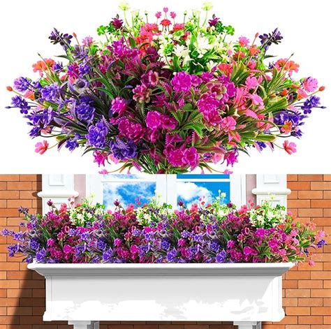 Amazon Elecxlink 10 Bundles Outdoor Artificial Fake Flowers UV