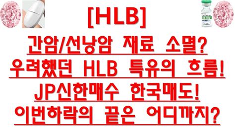 주식투자 Hlb간암선낭암 재료 소멸우려했던 Hlb 특유의 흐름jp신한매수 한국매도이번하락의 끝은 어디까지