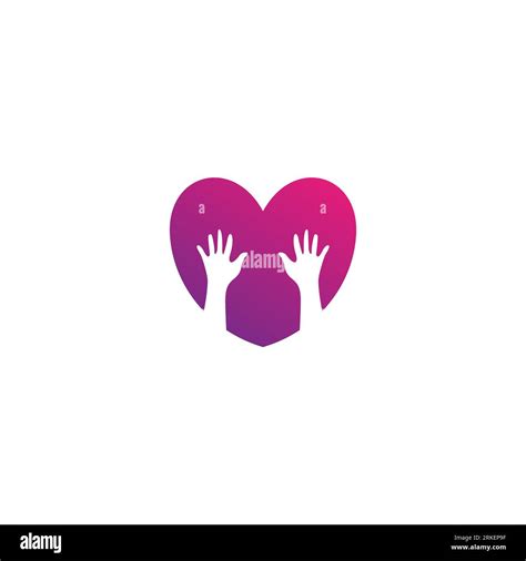 Embrace Heart Shape Logo Design Vector Template Love Hand Logo Stock