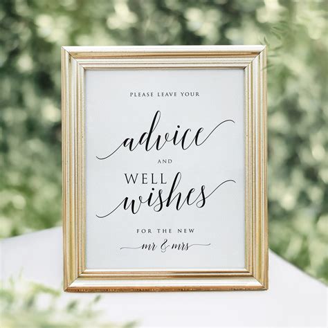 Printable Advice And Wishes Sign Advice And Wishes Advice Etsy