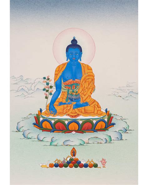 Blue Medicine Buddha Thangka Bhaisajyaguru Tibetan Art