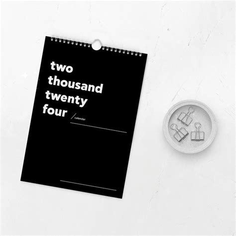 Wall Calendar 2024 Minimal Calendar 2024 Black White Calendar A4 A3 Etsy