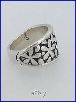 James Avery Retired Sterling Silver Wide Flower Band Ring Collection