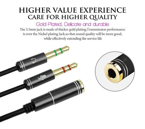 NISUN 2 Pack Gold Plated 3 5mm Female To 2 Male Headphone Mic Audio Y