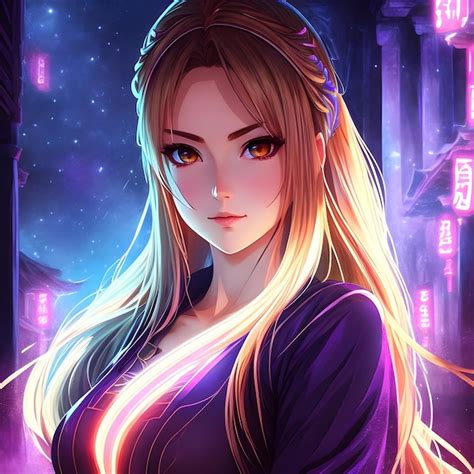 Premium AI Image Anime Beautiful Woman With Long Blonde Hair