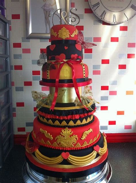 Red And Gold Wedding Cakes Red Black And Gold Wedding Cake Flickr