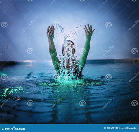 Beautiful Woman Splashing Water In Swimming Pool Stock Image Image