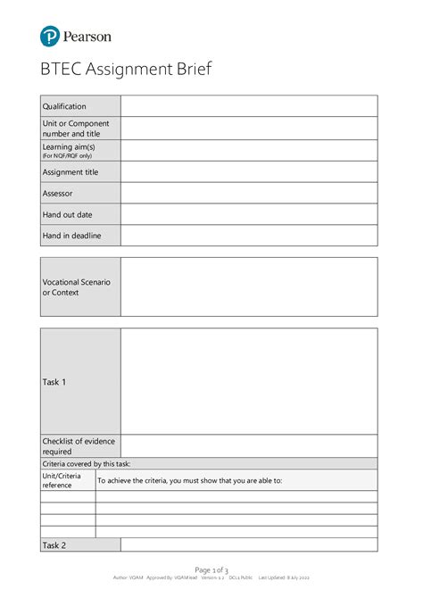 Btec Assignment Brief Template Browsegrades