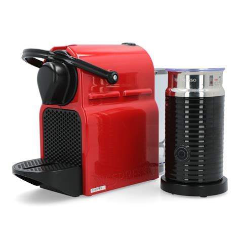 Nespresso Inissia Coffee Machine with Aeroccino Milk Frother Ruby Red ...