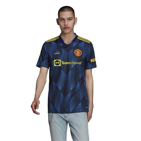 Buy adidas Mens Manchester United Third Jersey Glow Blue