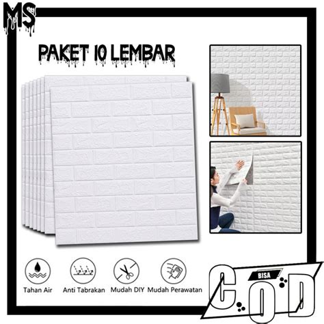 TERMURAH PAKET 10 LEMBAR Wallpaper 3D Foam Batu Bata Sticker Dinding