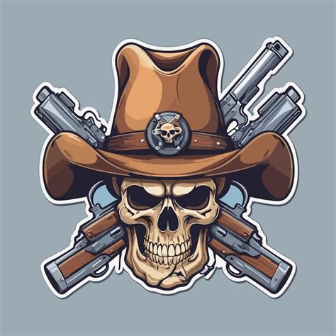 Premium Vector Cowboy Skull With Guns Vector