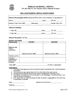 Application For Fee Concession Fill Online Printable Fillable