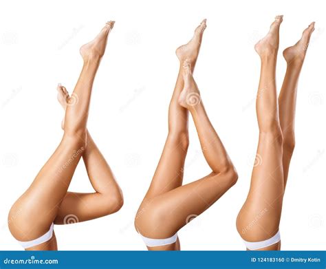 Collage Des Jambes Femelles Parfaites En Belle Position Photo Stock