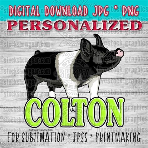 Personalized Hampshire Pig Graphic Digital Download Clipart | Etsy