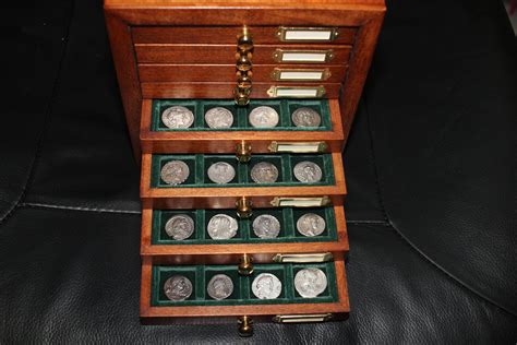 Art CAP08 Wooden Coin Cabinet For Ancient Coins Gold Silver Coin