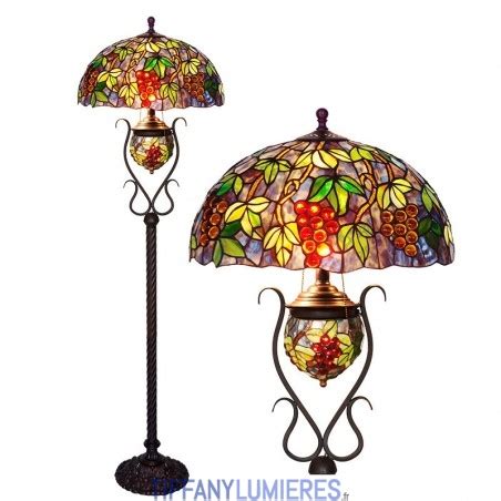 Lampadaire Rond En Vitrail Tiffany De Cm De Raisin France