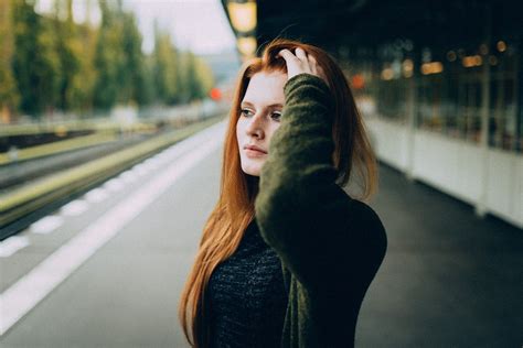 Wallpaper Women Outdoors Redhead Model Portrait Looking Away