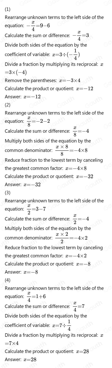 Solved 2 Solve The Following Equations A 6 X 4 9 B 2 X 8 2 C 7 3 X 2 D 6 1 X 4 [math]