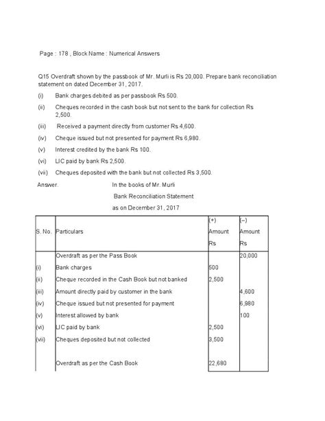 Ncert Solutions For Class Accountancy Chapter Bank Reconciliation