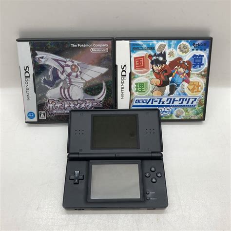 【やや傷や汚れあり】【1円～】ニンテンドーds Lite ジェットブラック 本体 ソフトセット ポケモン パール4教科パーフェクト