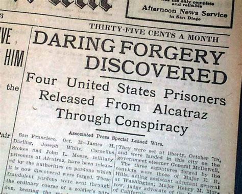 Alcatraz Prison Escape By Forgery Rarenewspapers