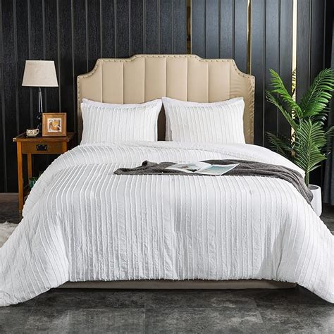 Amazon Andency White Comforter Set King Size Pieces Stripe