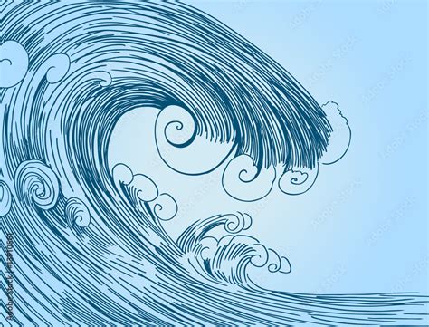 Tsunami Wave Drawing Stock Vector | Adobe Stock