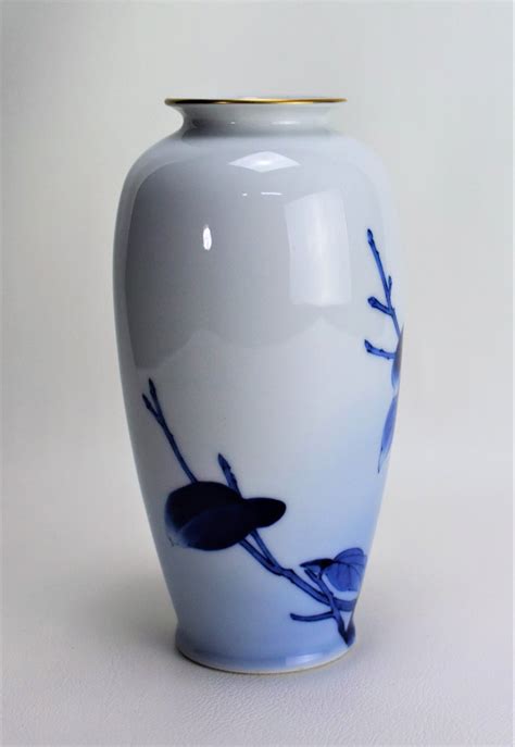 Fukagawa Vase Bird And Persimmon Motif Antique Arita Porcelain Meiji