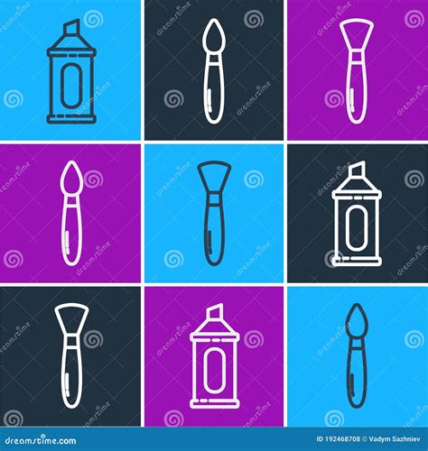 Set Line Marker Pen Paint Brush And Paint Brush Icon Vector Stock