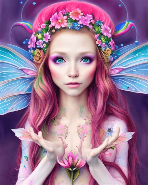 Beautiful Elf Fairy In Pink Jacket Creative Fabrica