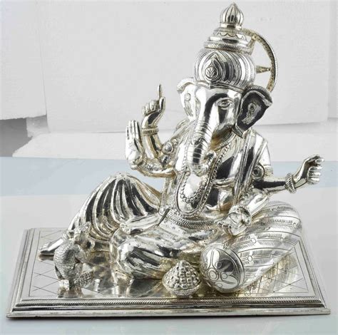 This Magnificent Ganesha Idol Is Crafted In Pure Silver And Is A Completely Handmade Sculpture