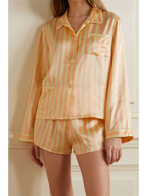 Morgan Lane Ruthie Corey Striped Satin Pajama Set Net A Porter