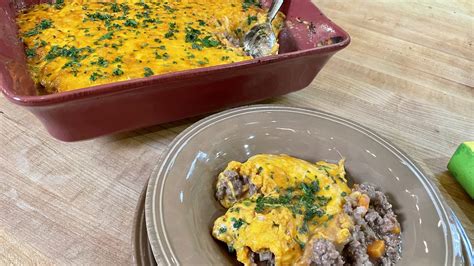 Spicy Shepherds Pie With Sweet Potatoes And Cheddar On Top Rachael Ray Recipe Rachael Ray