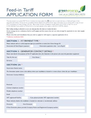 Fillable Online Feed In Tariff Application Form Homesun Fax Email