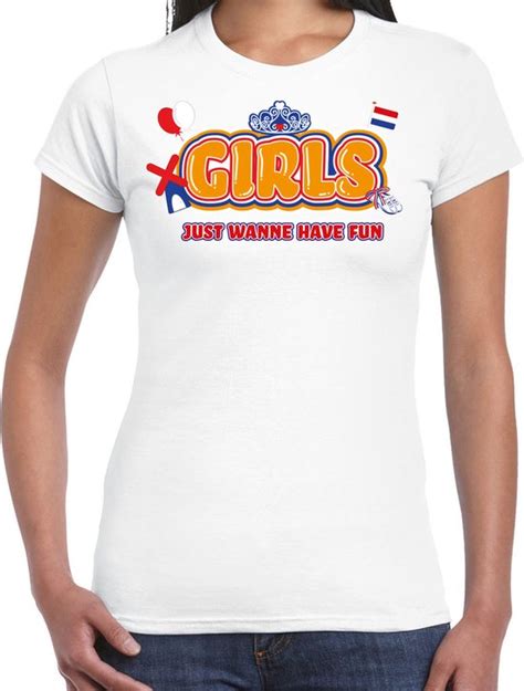 Bellatio Decorations Koningsdag T Shirt Dames Girls Just Wanna Have