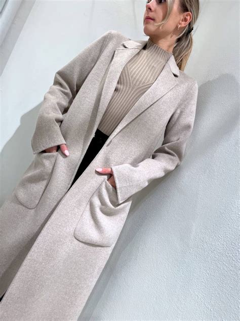 Cappotto Lungo Un Bottone Tortora Vicolo Scintille Store